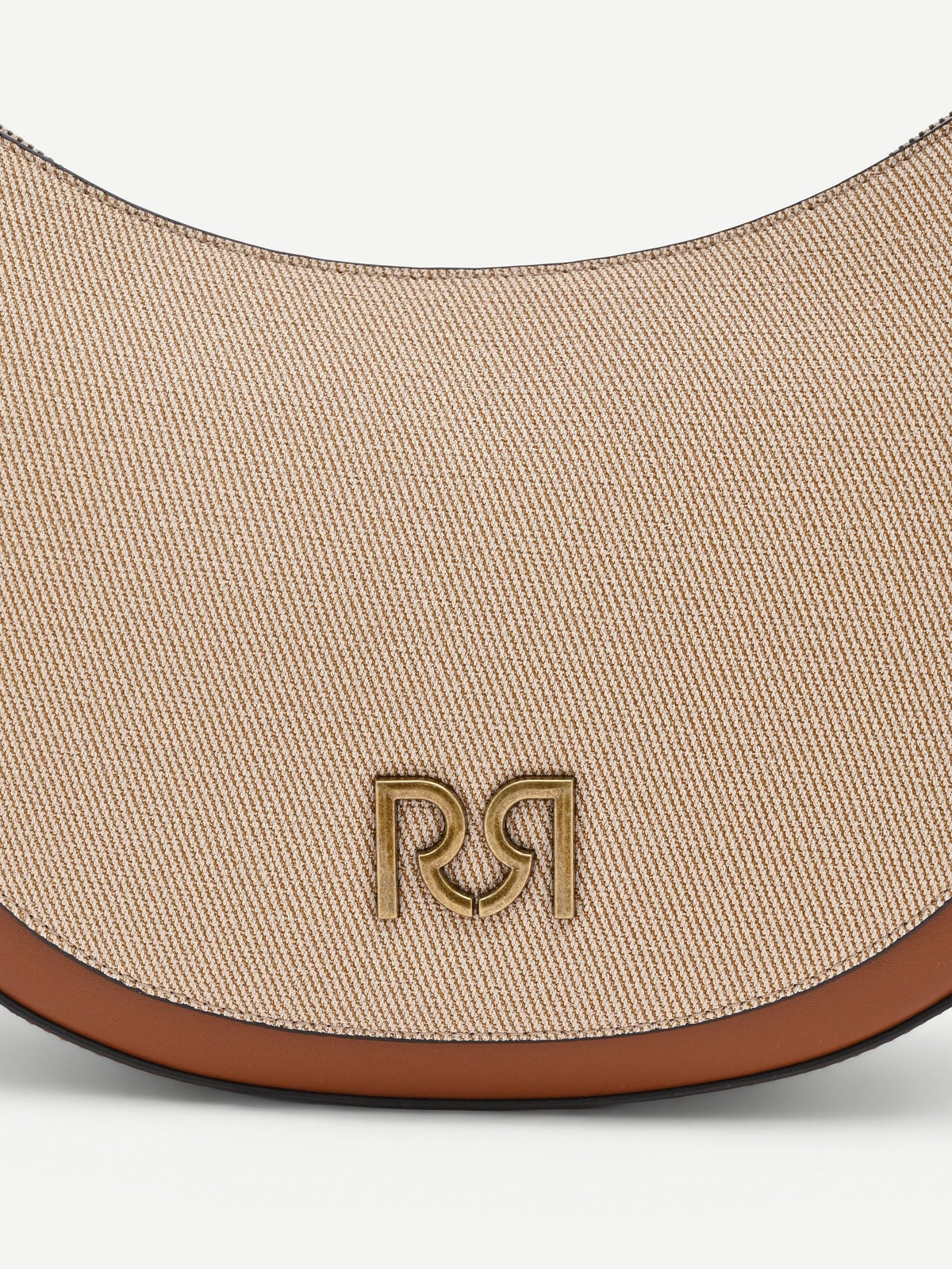 Borsa a tracolla beige con logo