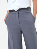 Pantalone culotte grigio con risvolto alto