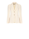 Giacca a Due Bottoni in Tessuto Tecnico Beige Chiaro