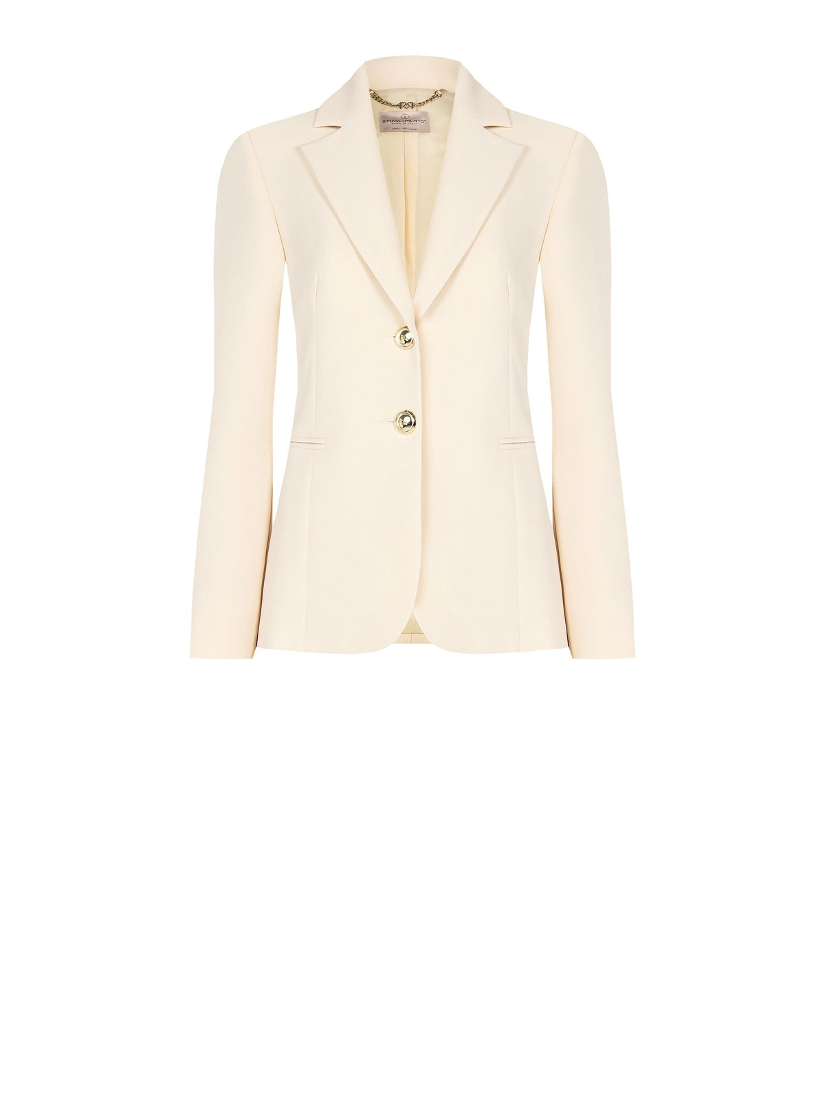 Giacca a Due Bottoni in Tessuto Tecnico Beige Chiaro