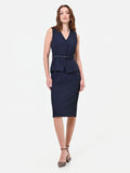 Abito midi blu navy effetto due pezzi
