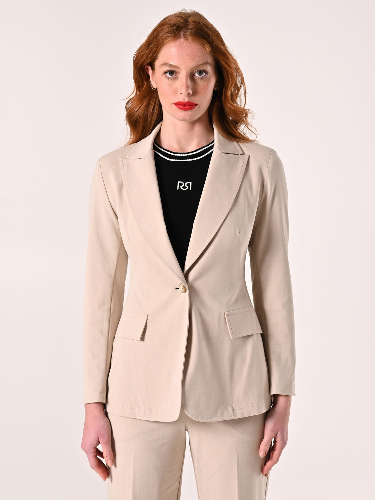 Giacca Beige in Tessuto Operato