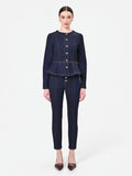 Giacca in denim blu navy con baschina