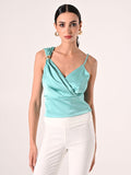 Top Monospalla Verde Acqua con decoro Gold