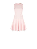 Abito rosa con gonna svasata in raso di cotone