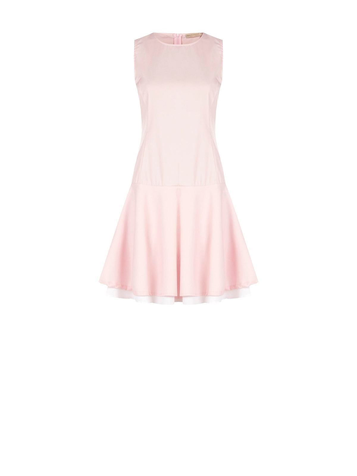 Abito rosa con gonna svasata in raso di cotone