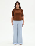 Pantalone Curvy a palazzo cielo azzurro