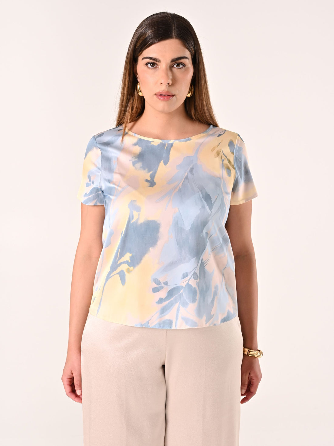 Blusa Curvy stampa Azzurra & Gialla