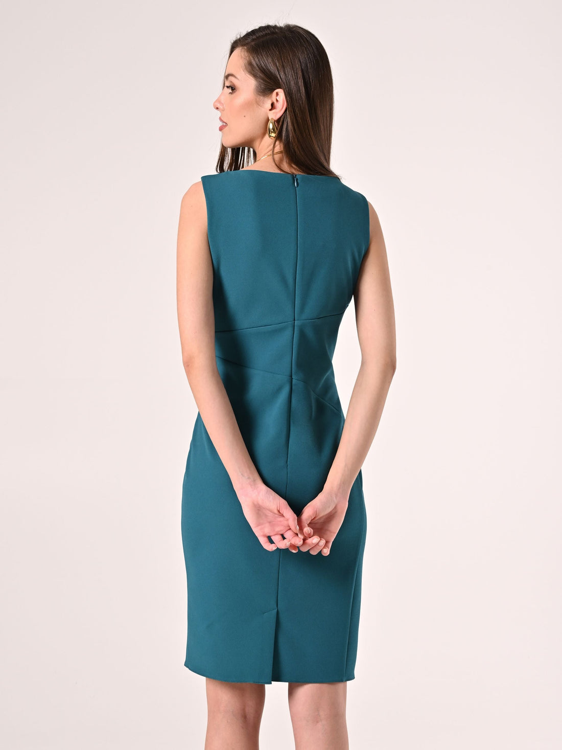 Tubino in scuba mano crepe Verde Pavone