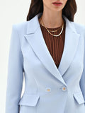Giacca blazer cielo azzurro con rever a lancia