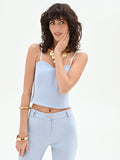 Top bustier azzurro cielo in tessuto tecnico