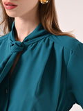 Blusa con Fiocco e Pinces Verde Reale