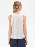 Top bianco plissettato con scollo all'americana