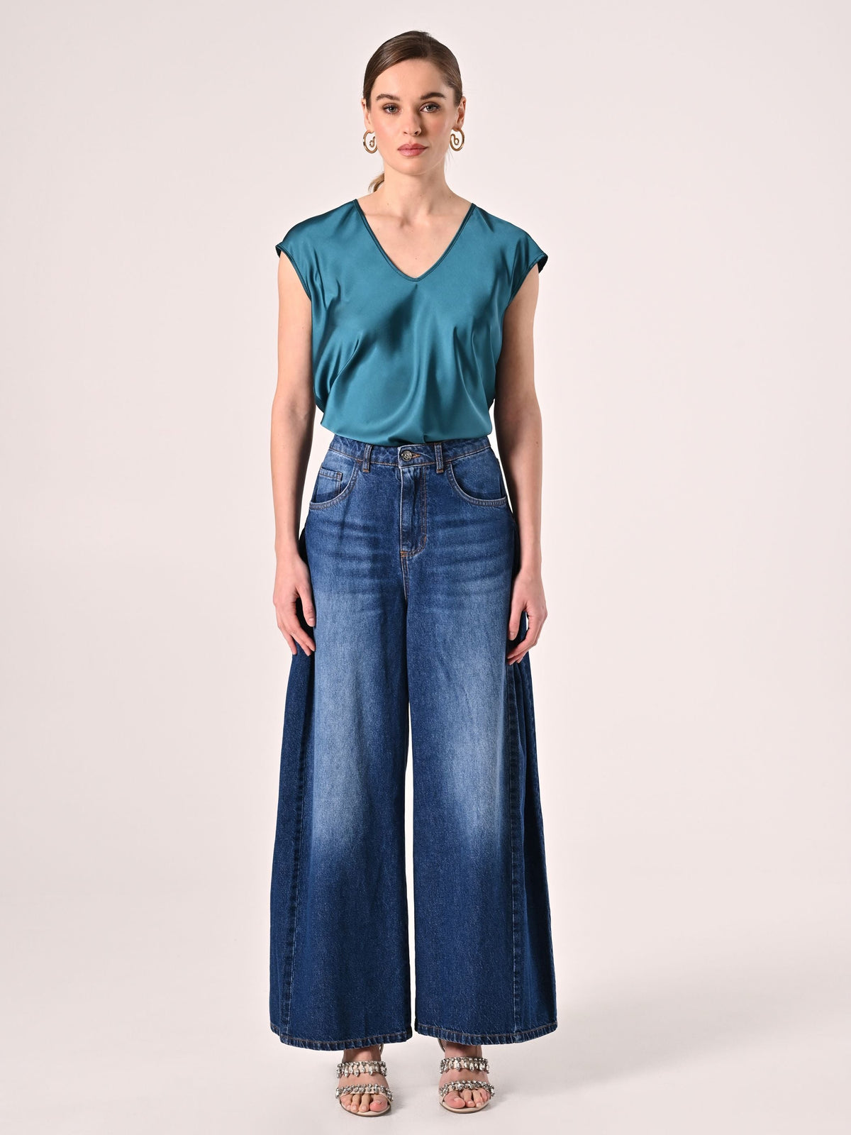 Blusa in Raso Verde Reale