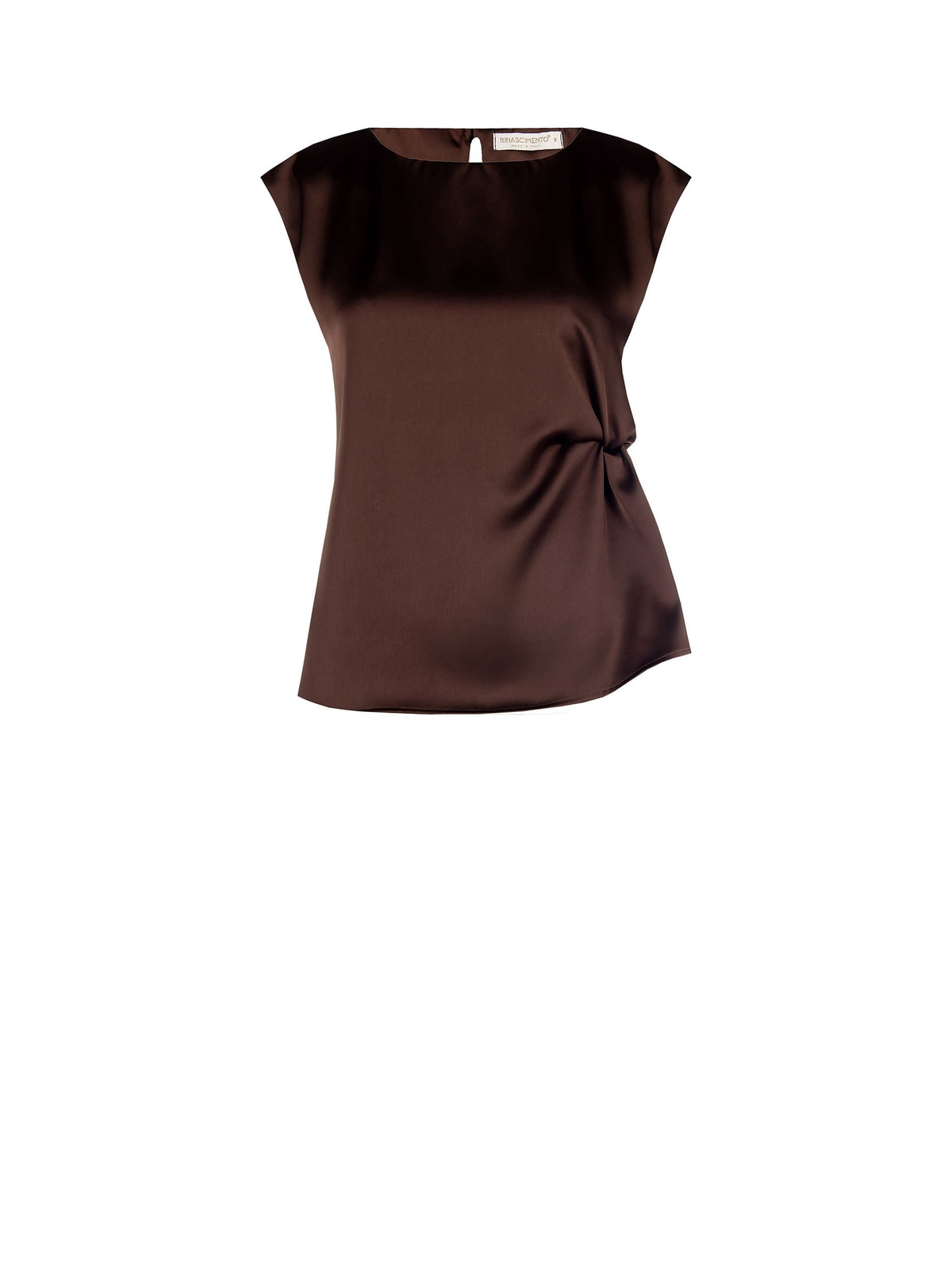 Top smanicato in Raso Cioccolato
