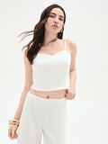 Top cropped bianco con scollo a cuore