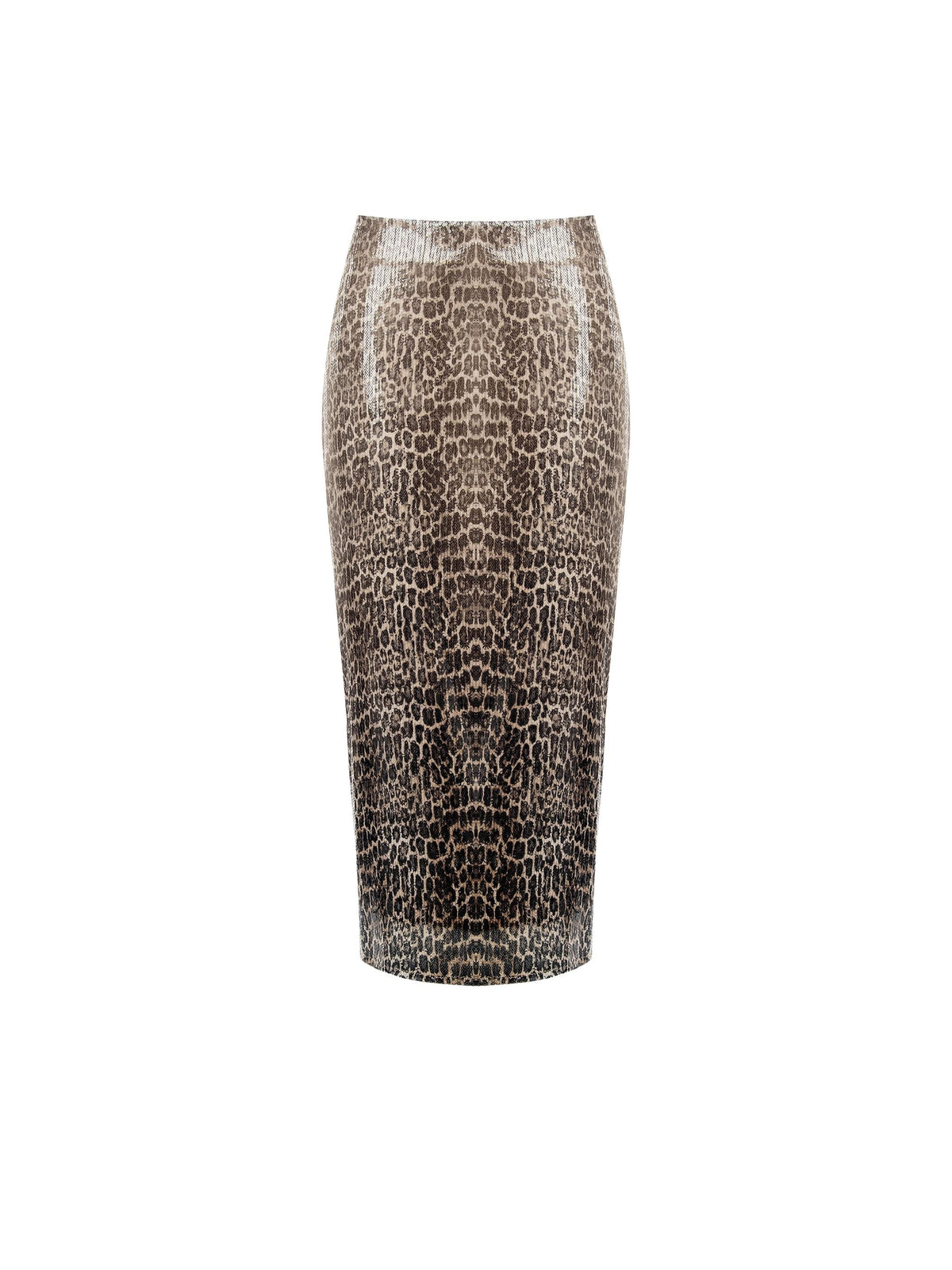 Gonna tubino paillettes animalier tortora beige