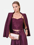 Top bustier in pizzo bordeaux rosso