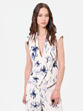 Gilet con stampa floreale blu navy