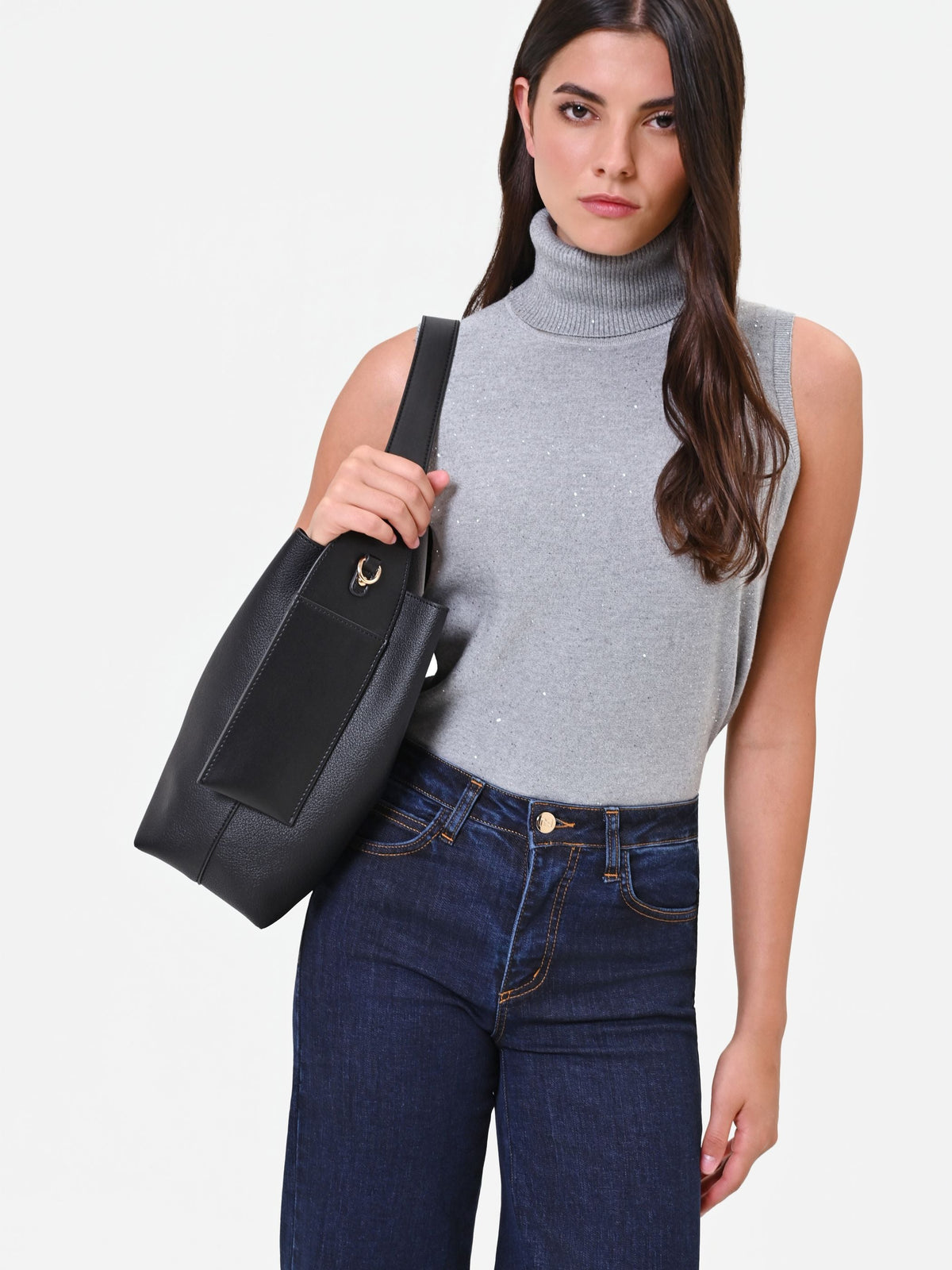 Maglia dolcevita smanicata grigio chiaro Giorgia Palmas X Rinascimento