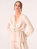 Blusa Beige effetto Goffrato
