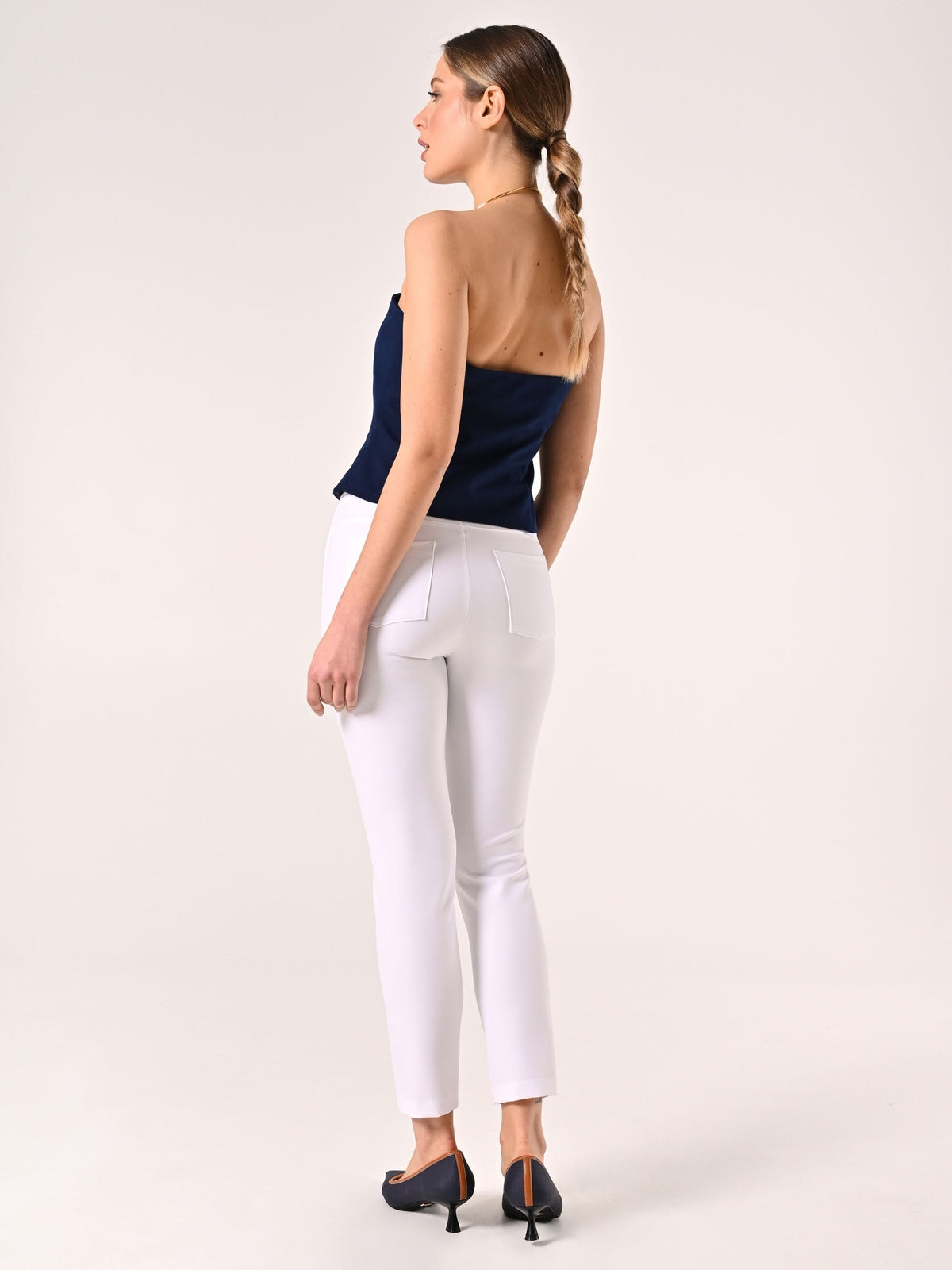 Pantaloni con Bottoni Mariniére Bianchi