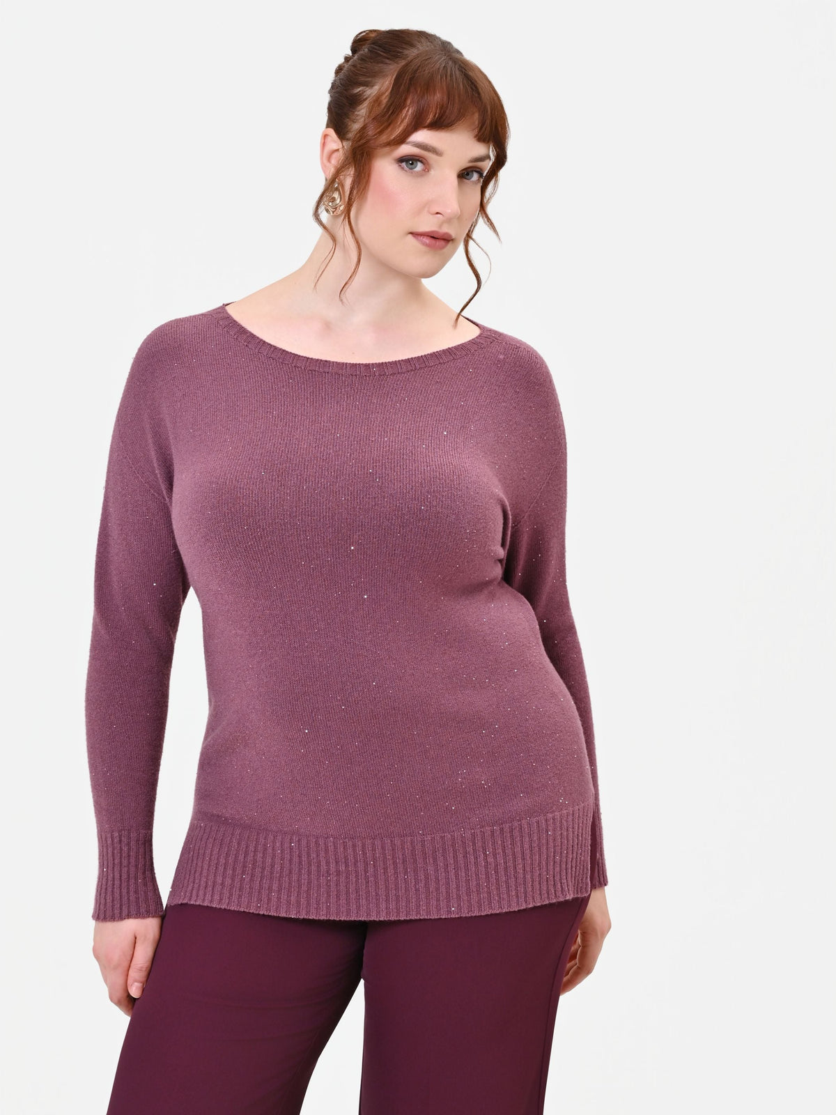 Maglia Curvy rosa antico in filato misto viscosa
