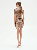 Minigonna di paillettes marrone bronzo