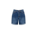 Shorts in Denim dal Lavggio Uniforme