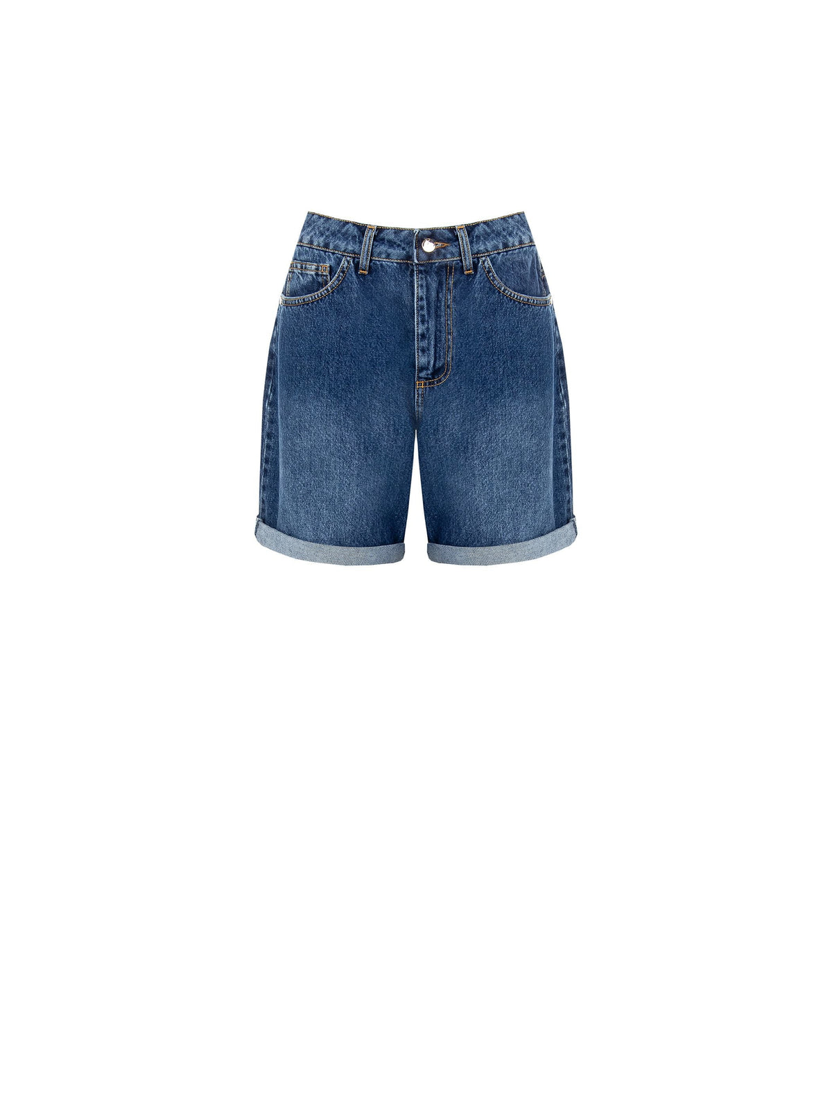 Shorts in Denim dal Lavggio Uniforme