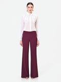 Pantalone a palazzo fluido bordeaux in cadi