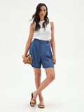 Bermuda in chambray con pinces
