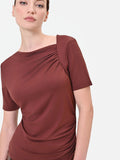 T-shirt asimmetrica moro con drappeggio