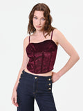 Top corsetto bordeaux in velluto