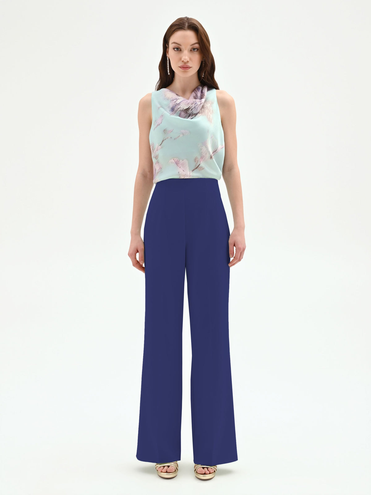 Pantalone a palazzo blu brillante