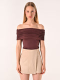 Top off-the-Shoulders Marrone