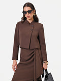 Giacca moro cropped con chiusura asimmetrica