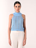 Top Azzurro in Maglia Traforata