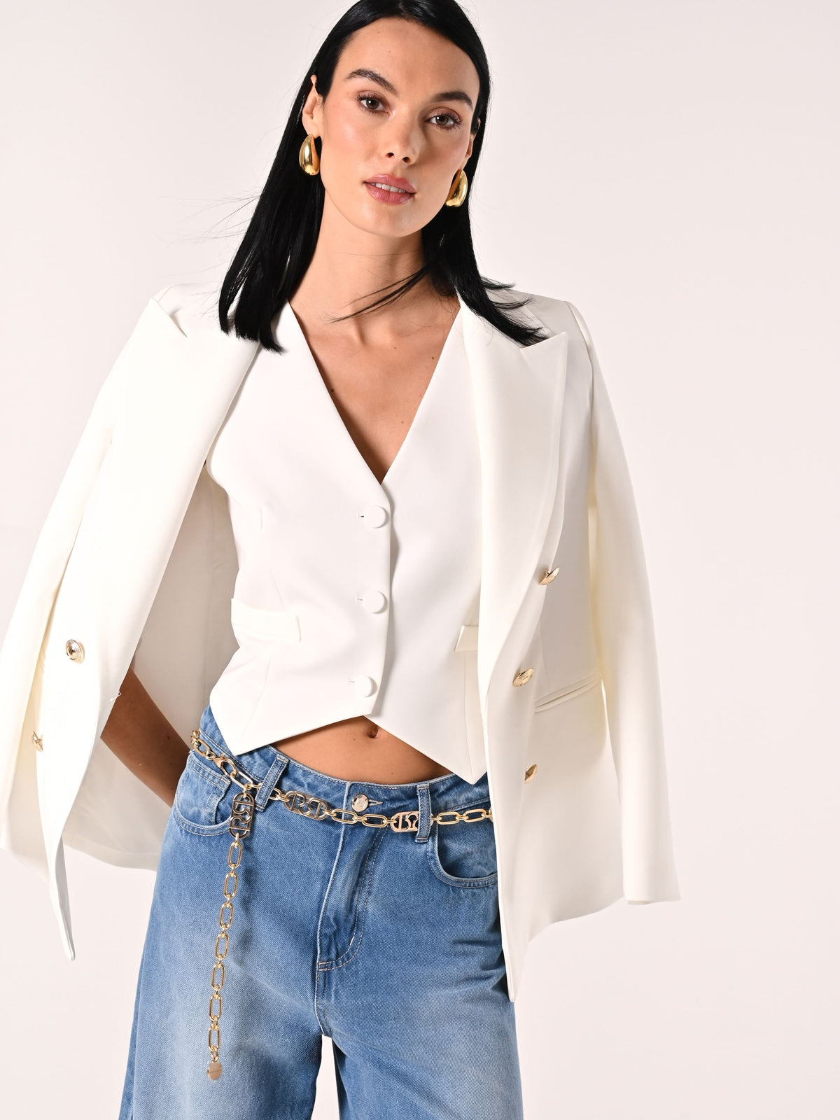 Gilet in Tessuto Tecnico Bianco