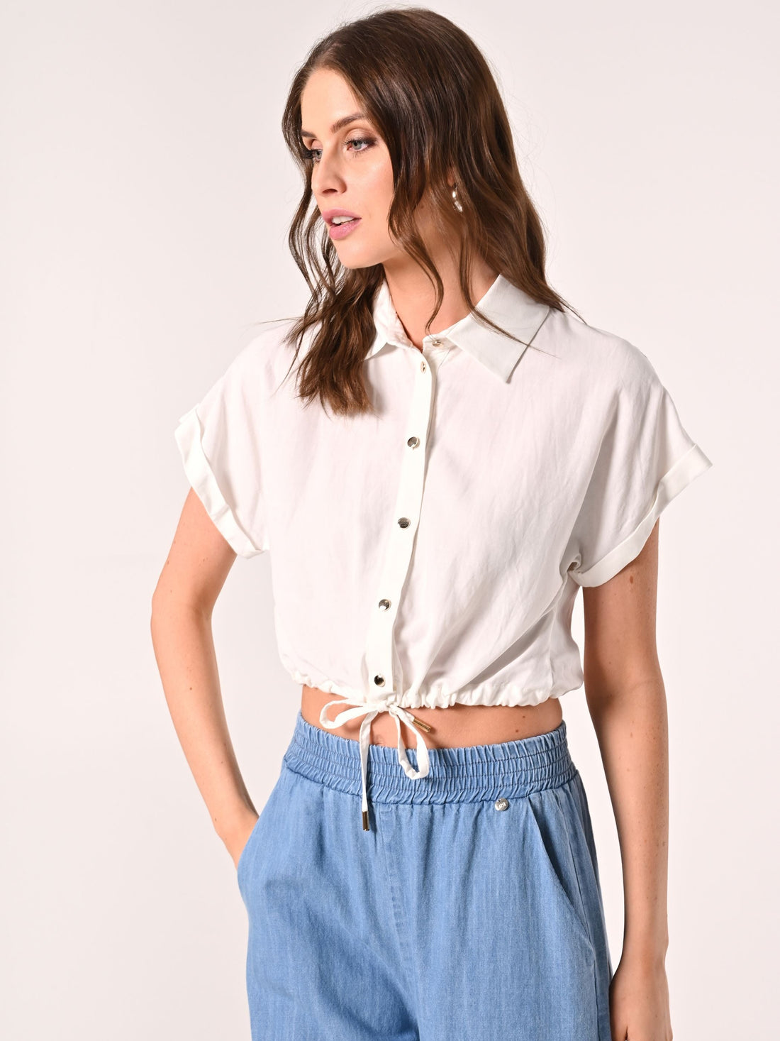 Camicia Bianca Boxy in Misto Viscosa