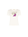 T-shirt panna con stampa artistica