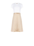 Abito beige scuro con corpetto a contrasto