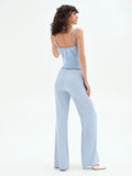 Pantalone palazzo cielo azzurro a vita alta