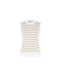 Top bianco panna in maglia crochet a righe