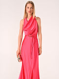Abito Lungo in Raso Fuxia