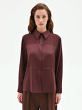 Camicia cioccolato con inserti geometrici