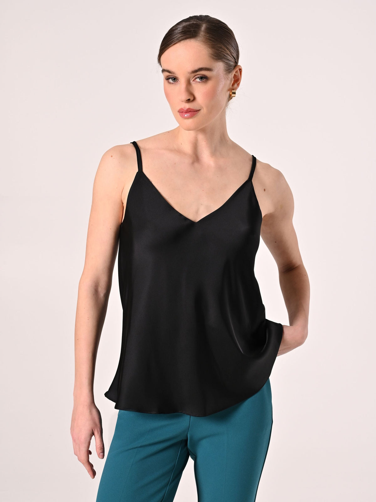Top Spalline Sottili Nero