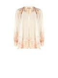 Blusa bianca con stampa floreale a rose