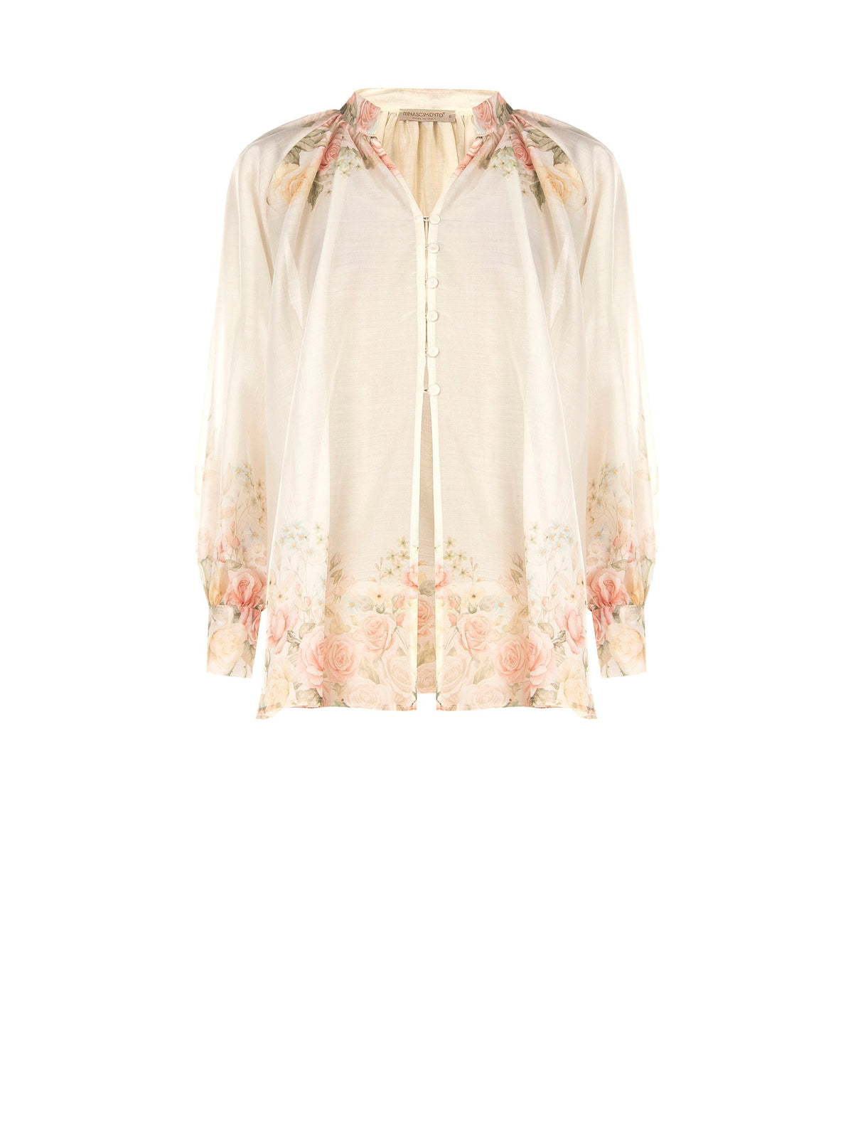 Blusa bianca con stampa floreale a rose
