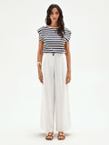 Pantalone bianco a palazzo con pinces